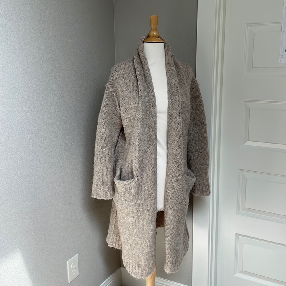 Alpaca wool Current/Elliott cardigan sweater large oatmeal beige long